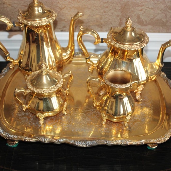 24K Gold Plated Coffee/Tea Service Vintage Rare - Picture 6 of 7